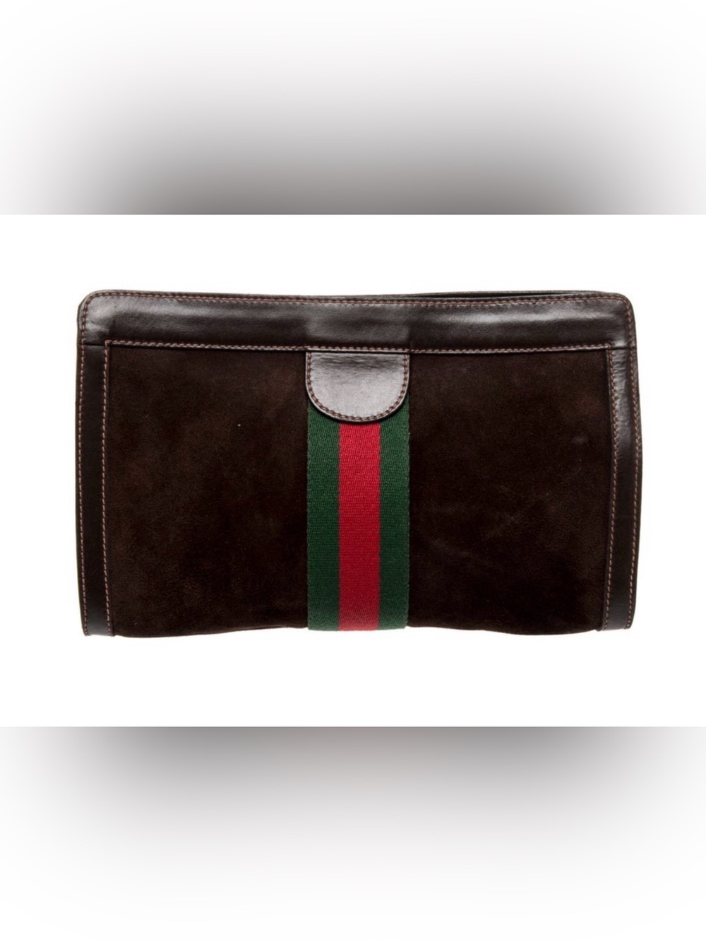 Vintage Gucci Suede Clutch in Chocolate Suede